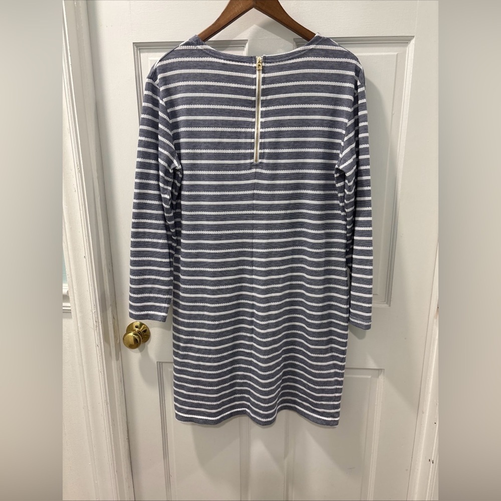 Sail To Sable Long Sleeve Striped Knee Length Dress Navy/White Size Large - Picture 6 of 6